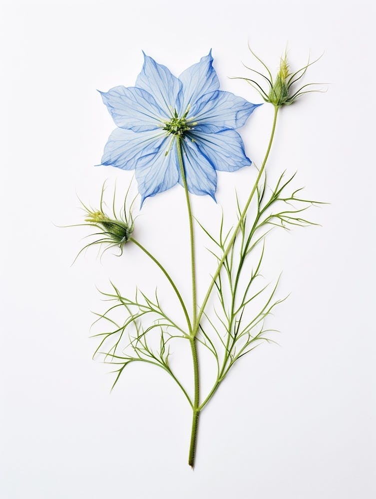 Pressed Flower Botanical Art Love In A Mist Nigella 2