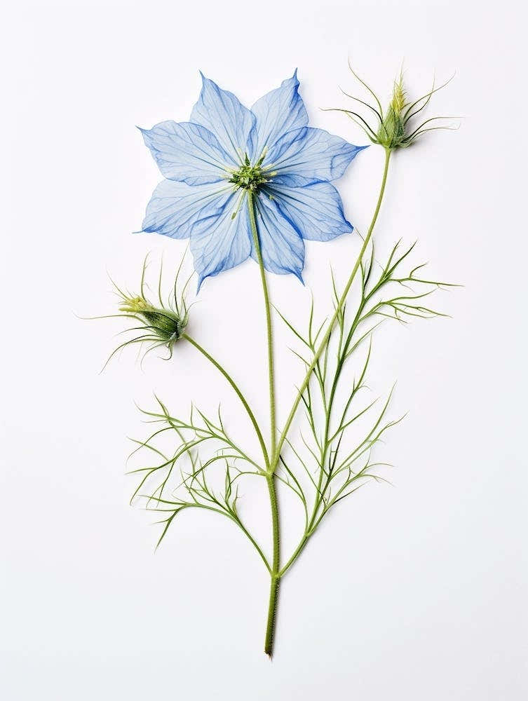 Pressed Flower Botanical Art Love In A Mist Nigella 2