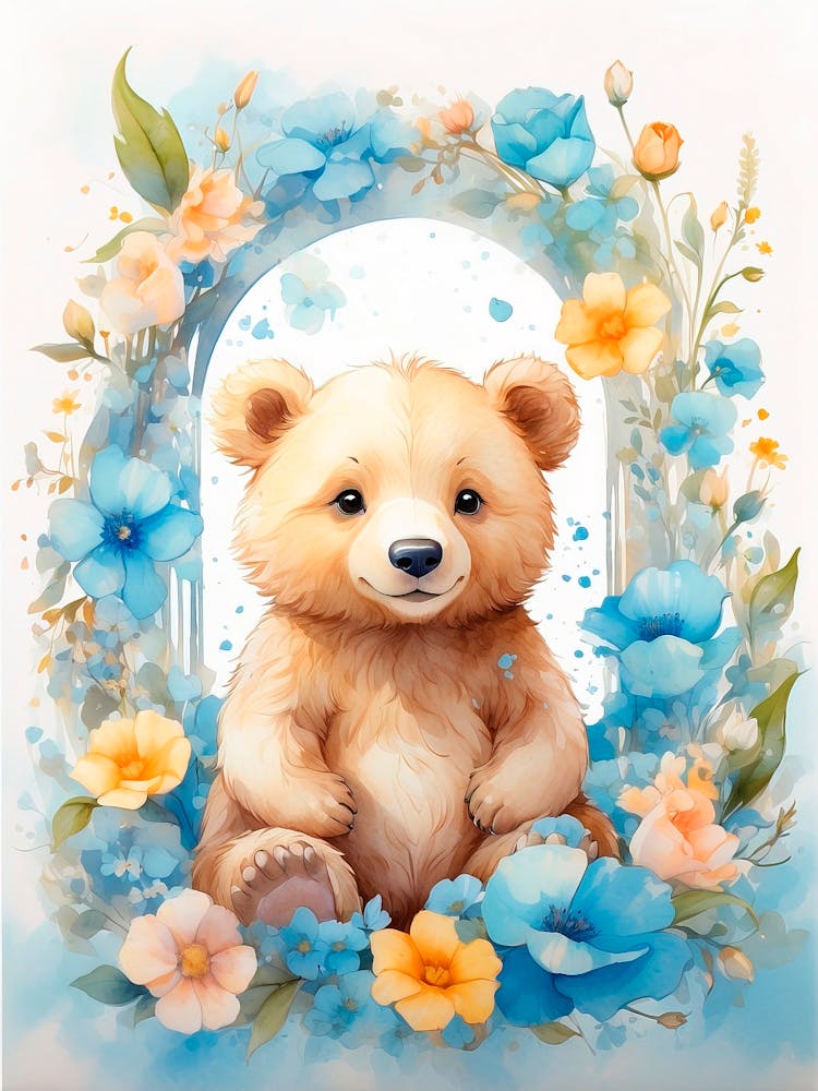 Teddybär mit Blumen