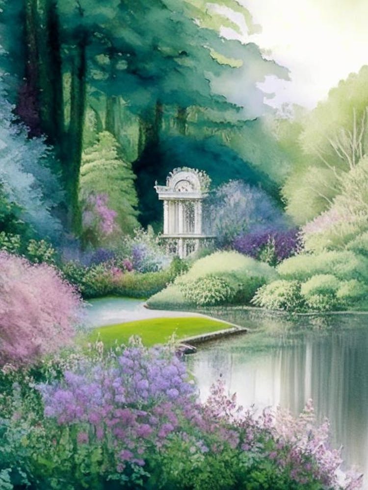 Bodnant Garden, 1, United Kingdom Pastel Watercolour