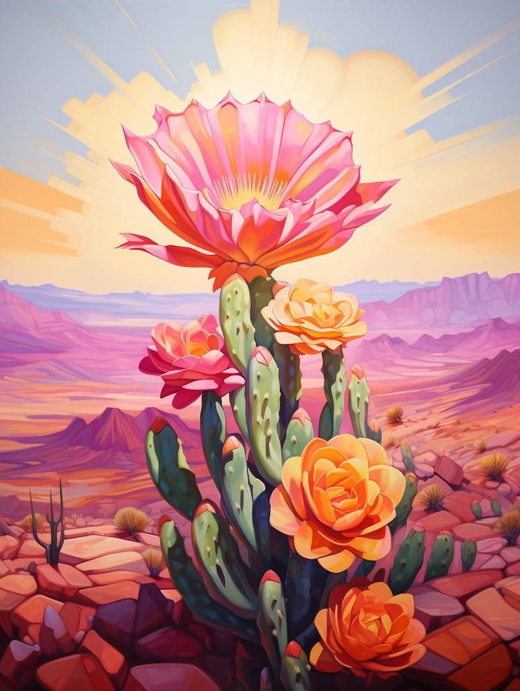 Cactus In The Desert Painting Canthocalycium 2