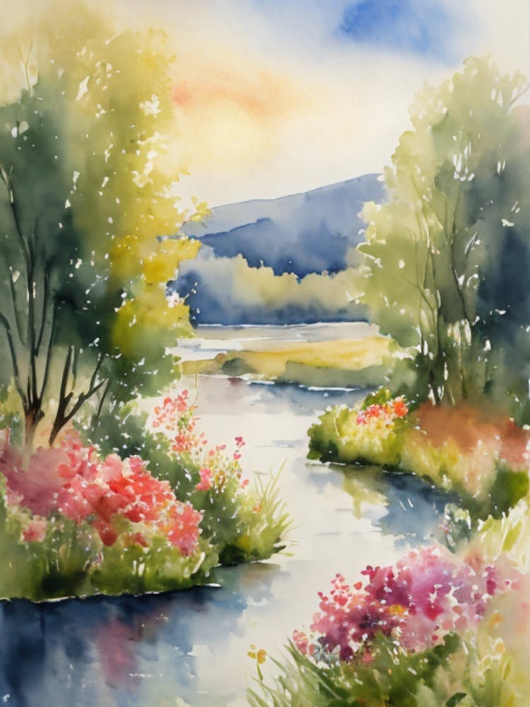 Aquarell eines Flusses
