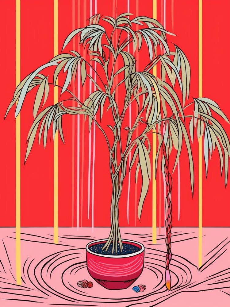 Pink And Red Plant Illustration Ponytail Palm 2