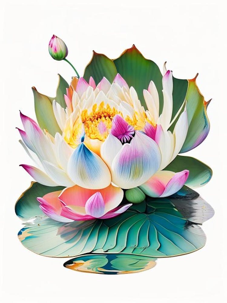 Blooming Lotus Flower In Lake Decoupage 2