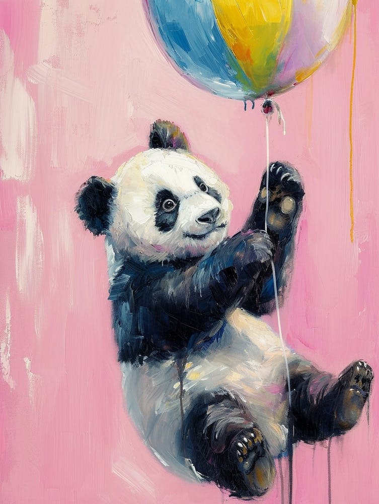 Cute Giant Panda 2 With Balloon