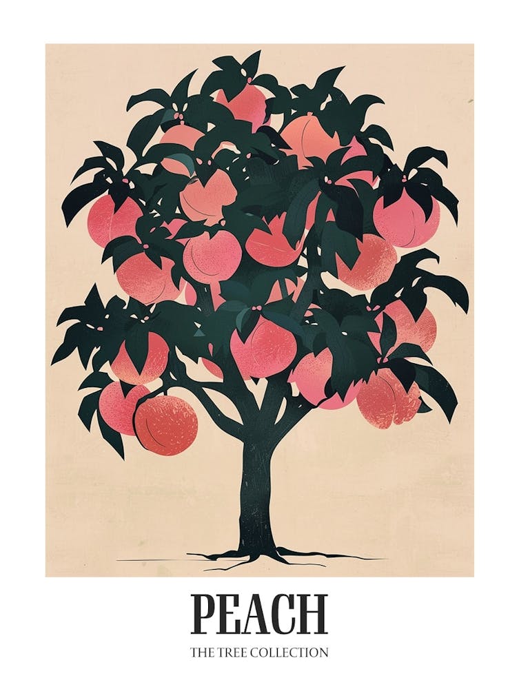 Peach Tree Colourful Illustration 3 Poster