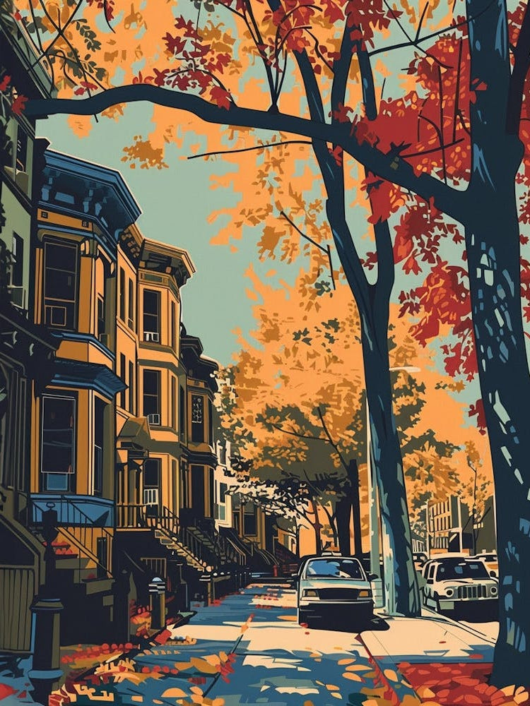 Prospect Heights New York Colourful Silkscreen Illustration 3