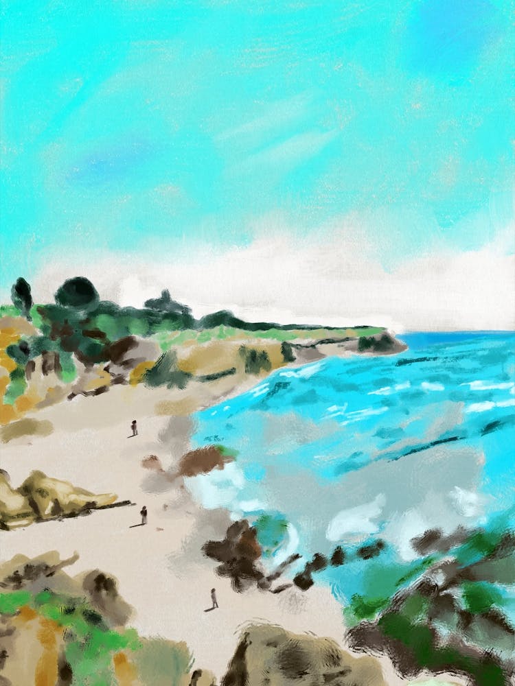 Seaside Hill And Beach Landscape