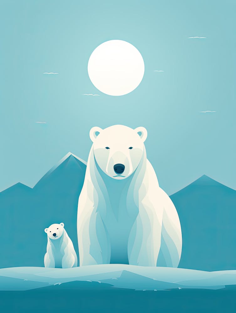 Arctic Harmony; A Polar Bear Family Portrait
