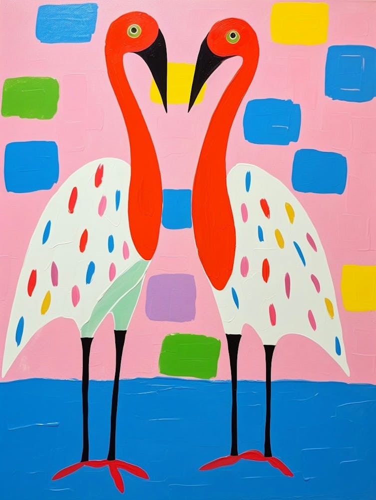 Bunte Kinder Tierkunst Flamingo