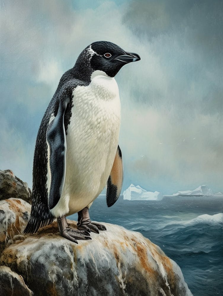 Adlie Penguin Bartolom Island Oil Painting 3