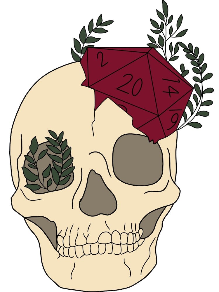 Dungeons and dragons dice skull