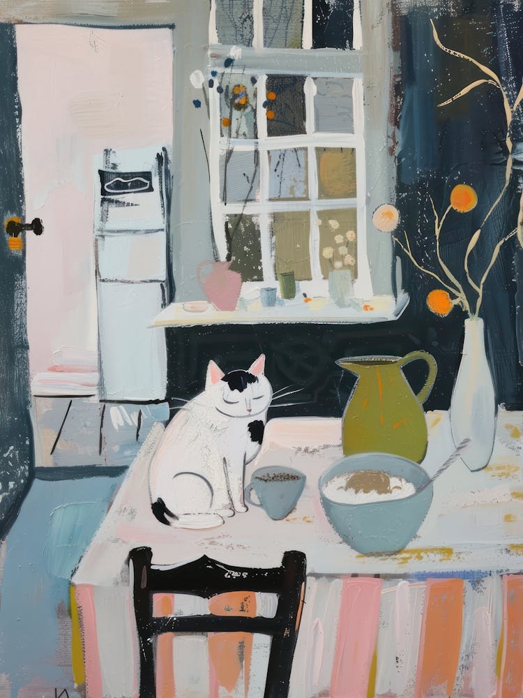Cute Cat On The Kitchen Table