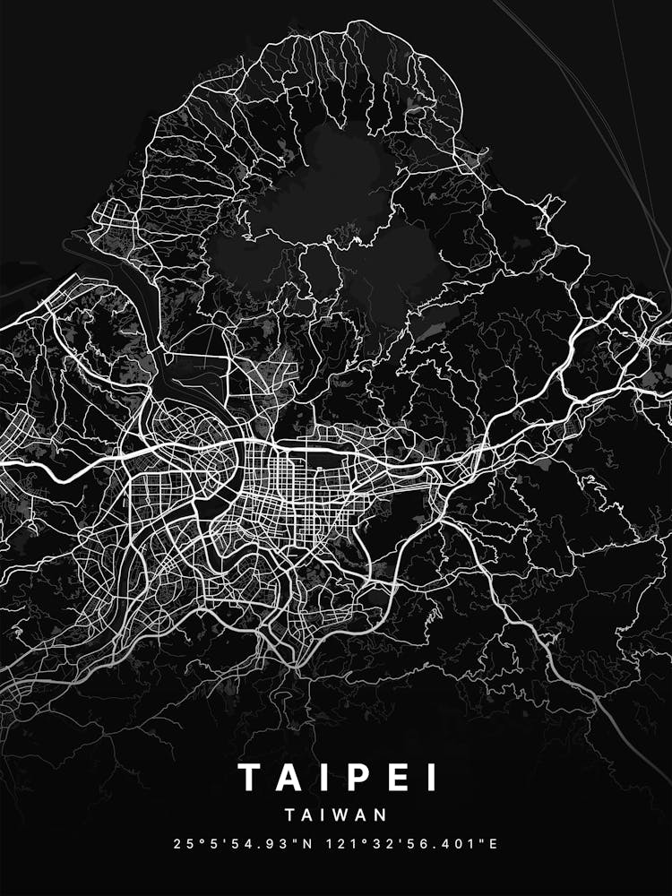 Taipei Taiwan Black Map