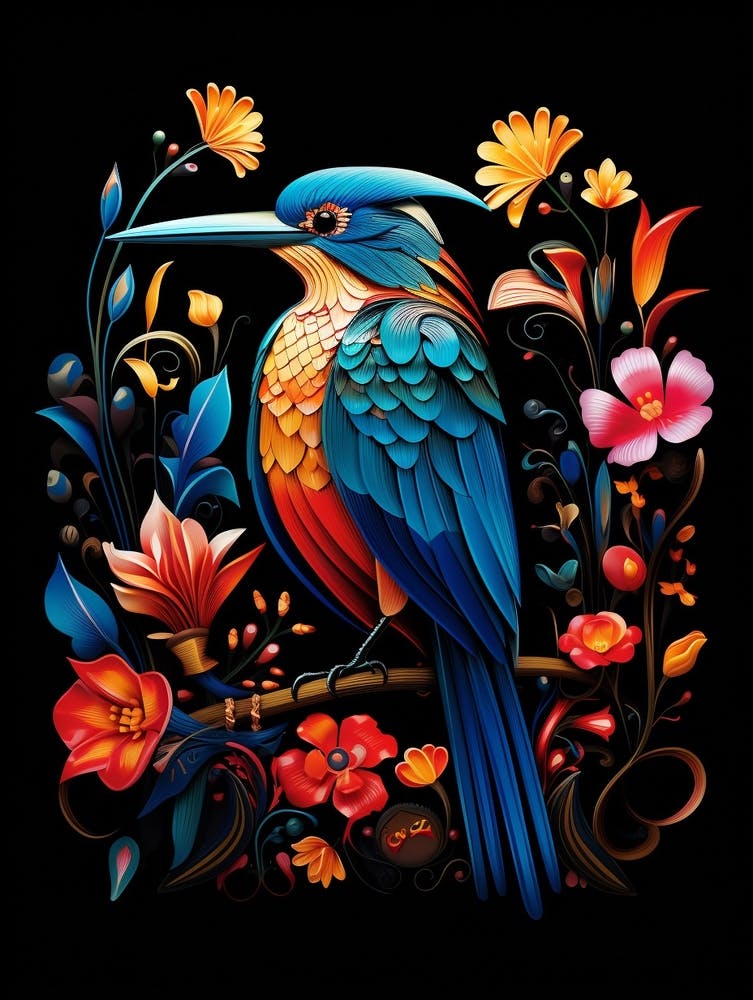 Folk Bird Illustration Kingfisher 4