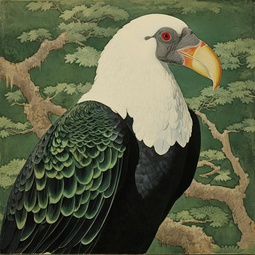 Ohara Koson Inspired Bird Painting California Condor 2 Square