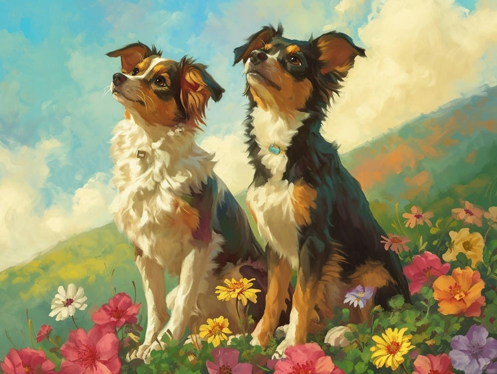 Floral Animal Illustration Dog 4