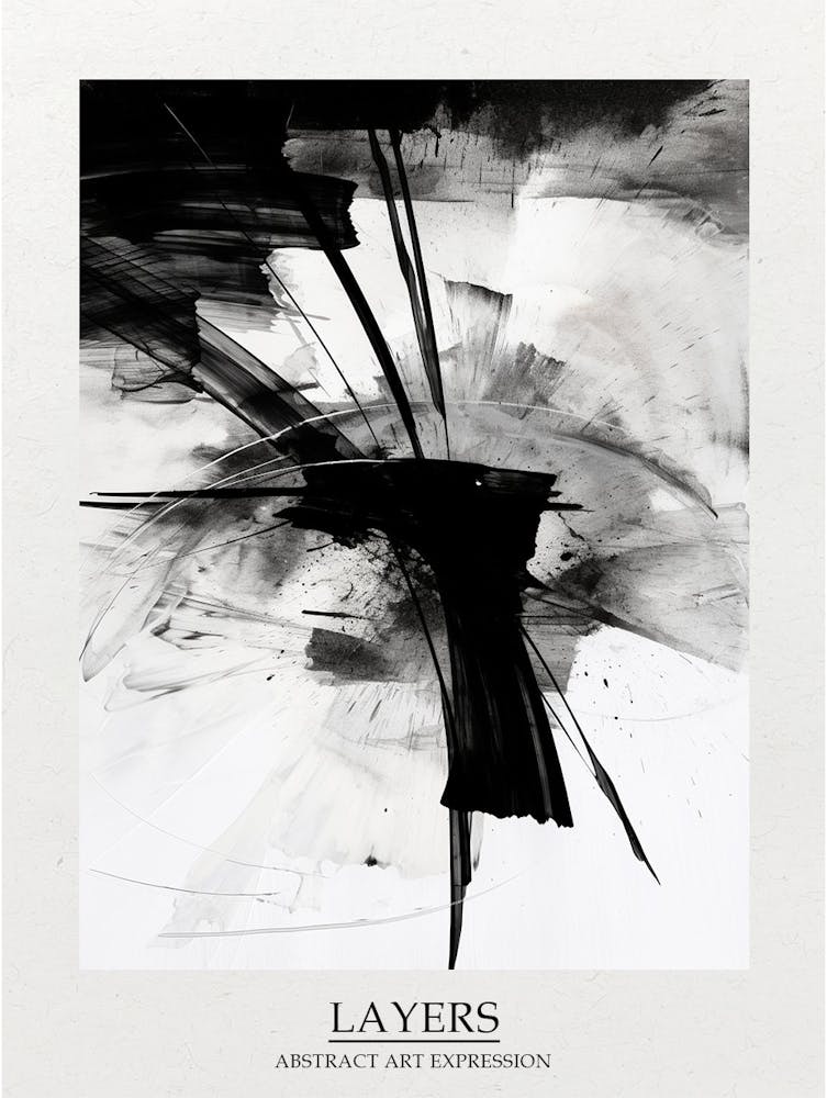 Layers Abstract Black And White 6 Poster