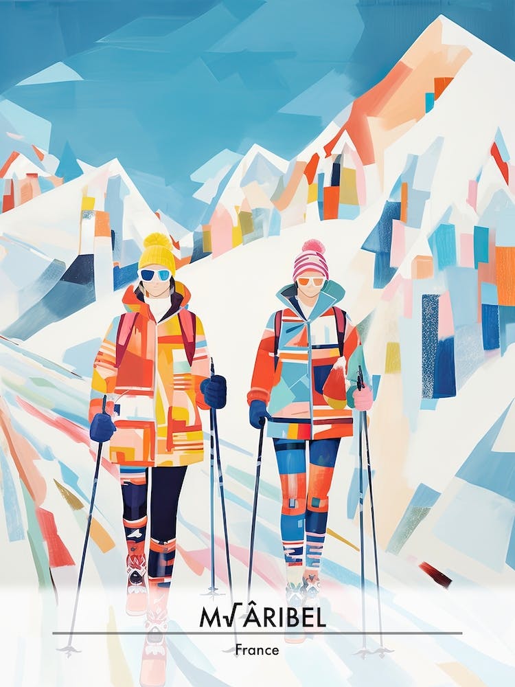 Meribel   France, Ski Resort Poster Illustration 2