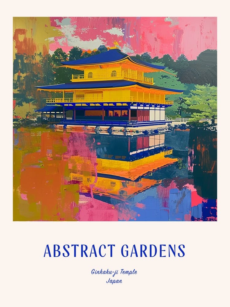 Colourful Gardens Ginkaku Ji  Temple Japan 5 Blue Poster