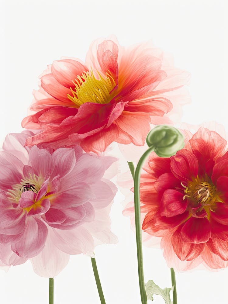 Dahlia Flowers Acrylic Painting In Pastel Colours 8