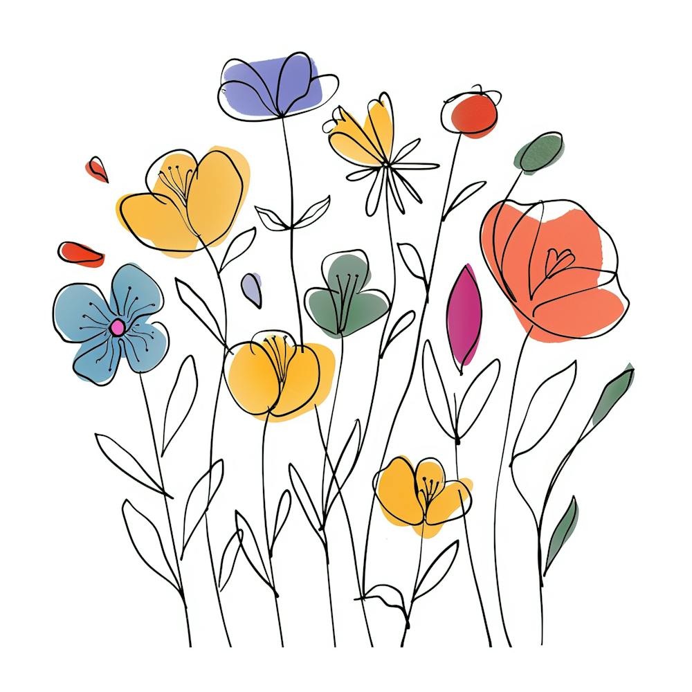 Hand Drawn Wildflowers Line Art 12