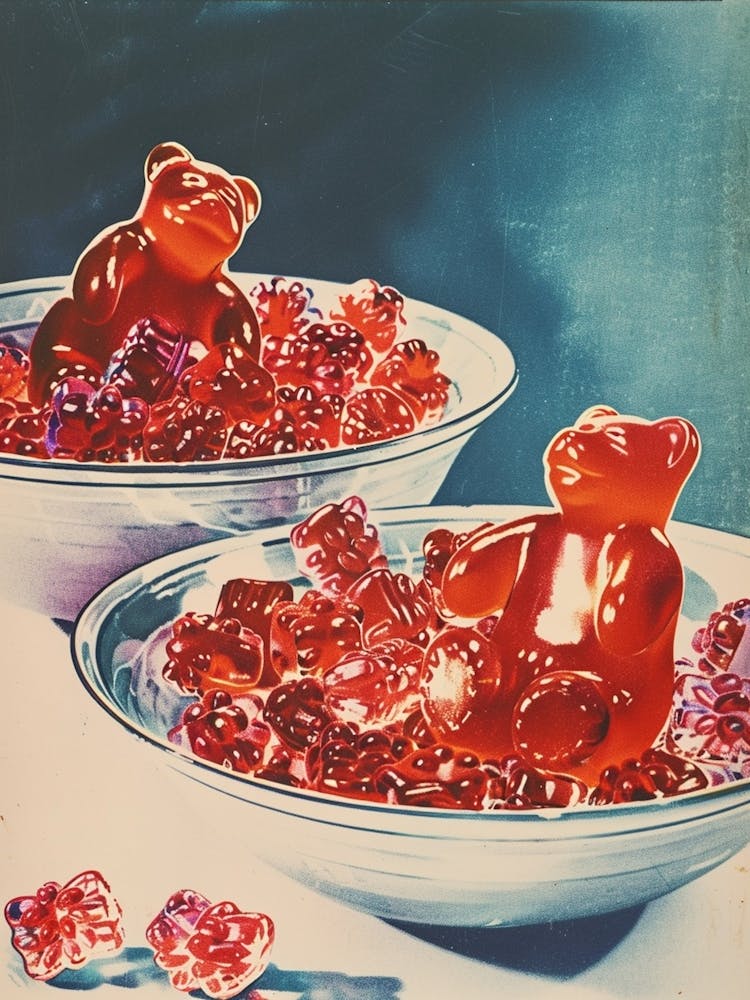 Red Gummy Bears Vintage Advertisement Illustration 2