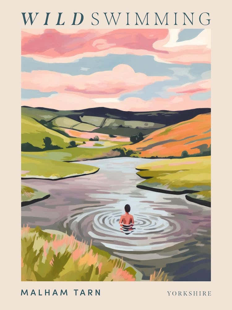 Wild Swimming At Malham Tarn Yorkshire 2 Poster