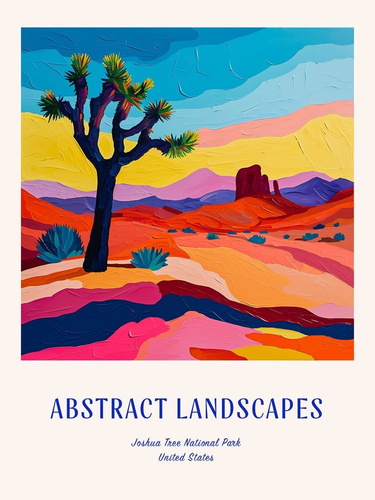 Colourful Abstract Joshua Tree National Park Usa 4 Poster Blue