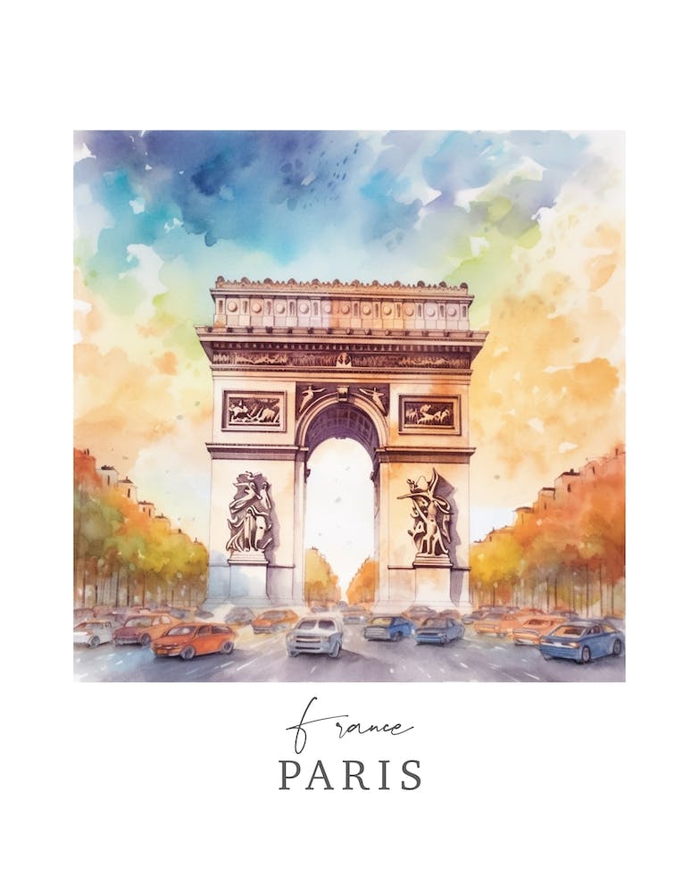 France, Paris Storybook 2 Travel Poster Watercolour