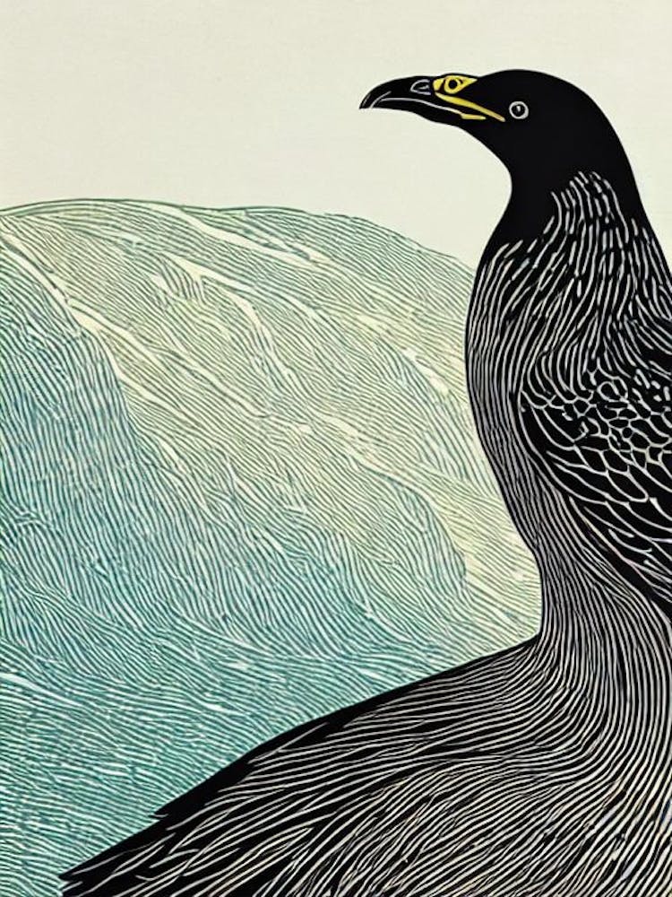 Great Auk II Linocut