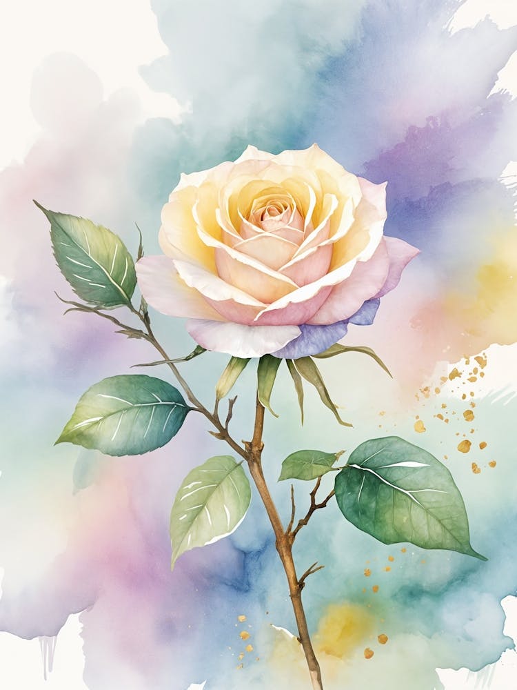 Watercolour Rose In Soft Hues