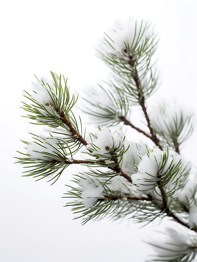 Kiefernzweig mit Schnee bedeckt 3