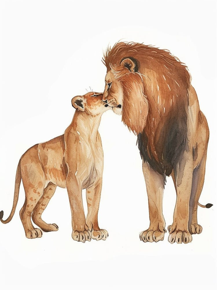 African Lion Mating Rituals Clipart 3