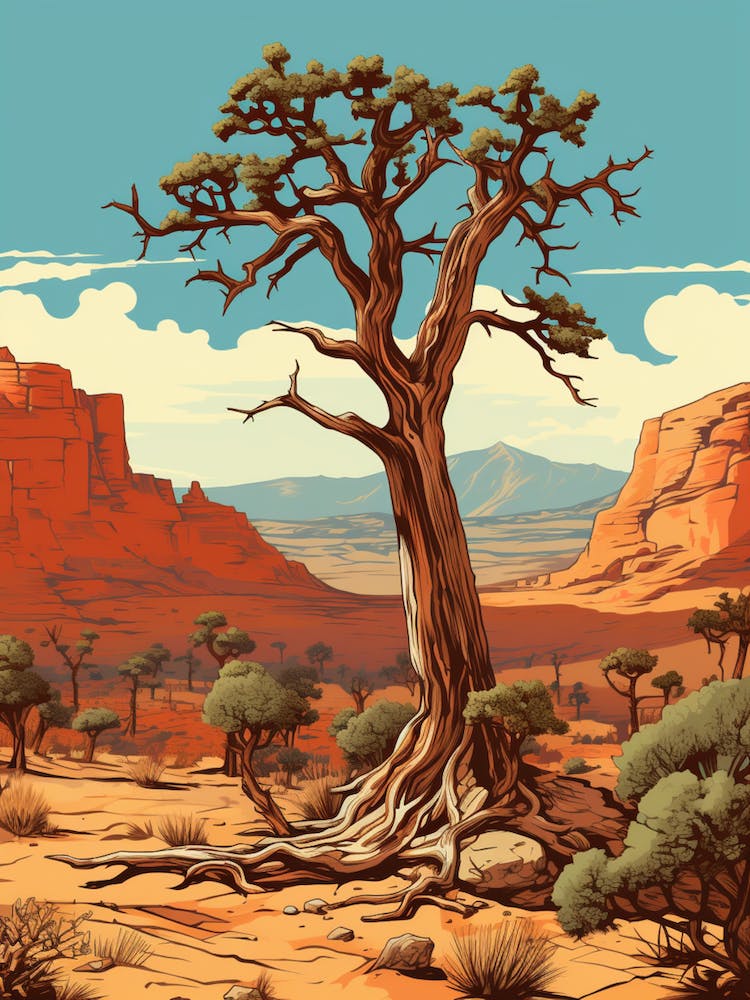 Retro Illustration Of A Joshua Trees In Grand Canyon 3