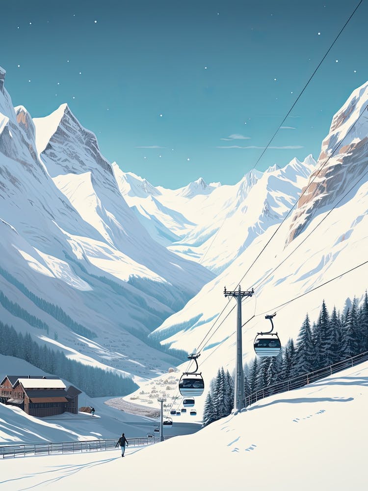 Val D Isere   France, Ski Resort Illustration 0 Simple Style