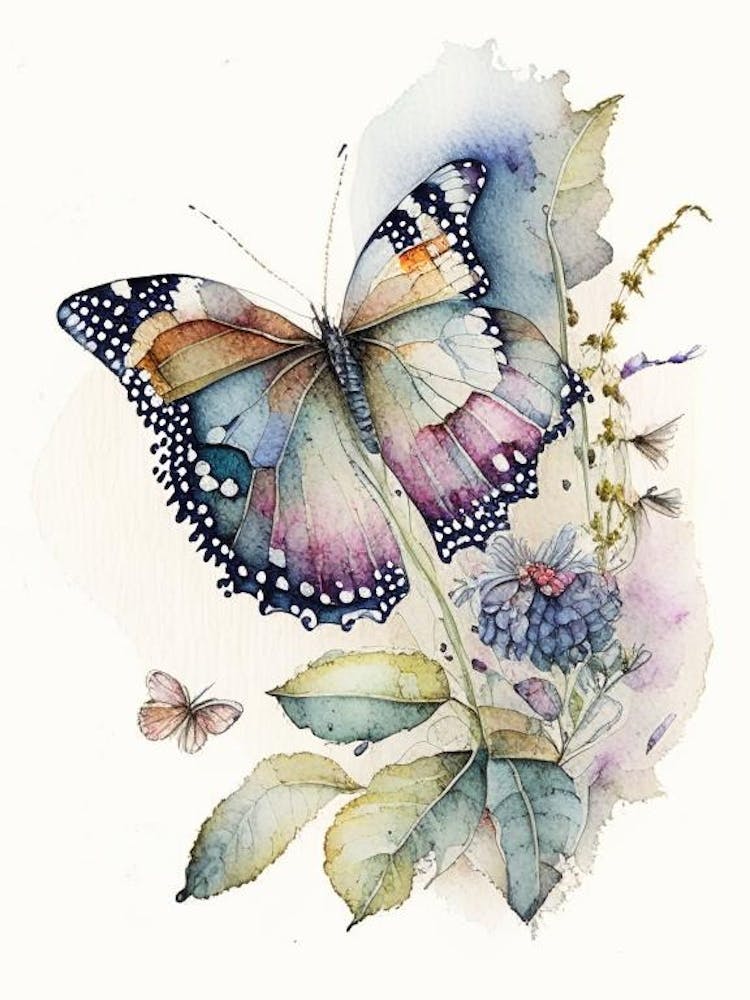 Butterfly In Migration Watercolour Ink 1