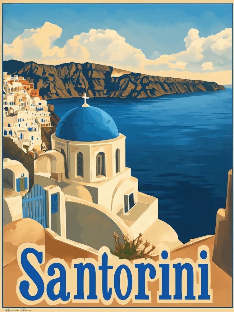 Aihrgdesign A Vintage Travel Poster Of Santorini 2