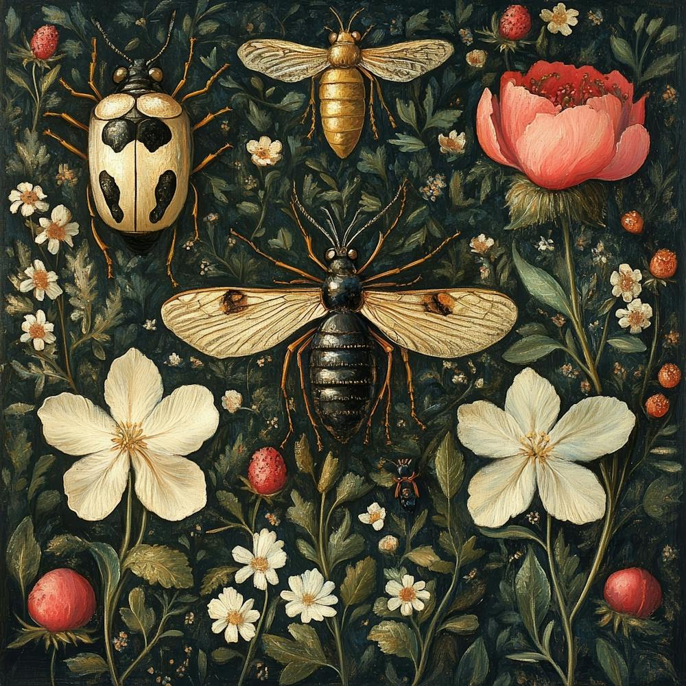 Bees And Flowers Art 6
