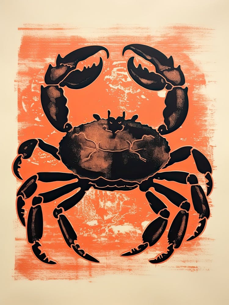 Crab, Woodblock Animal  Drawing 3