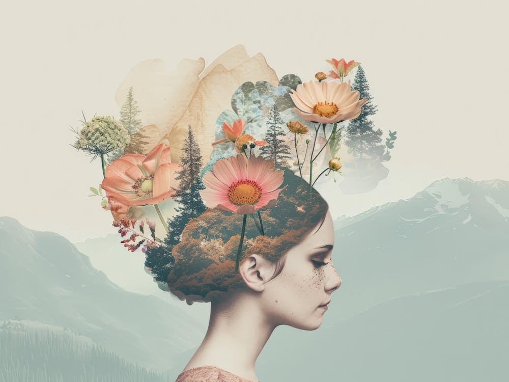 Girl With Flowers In Her Head