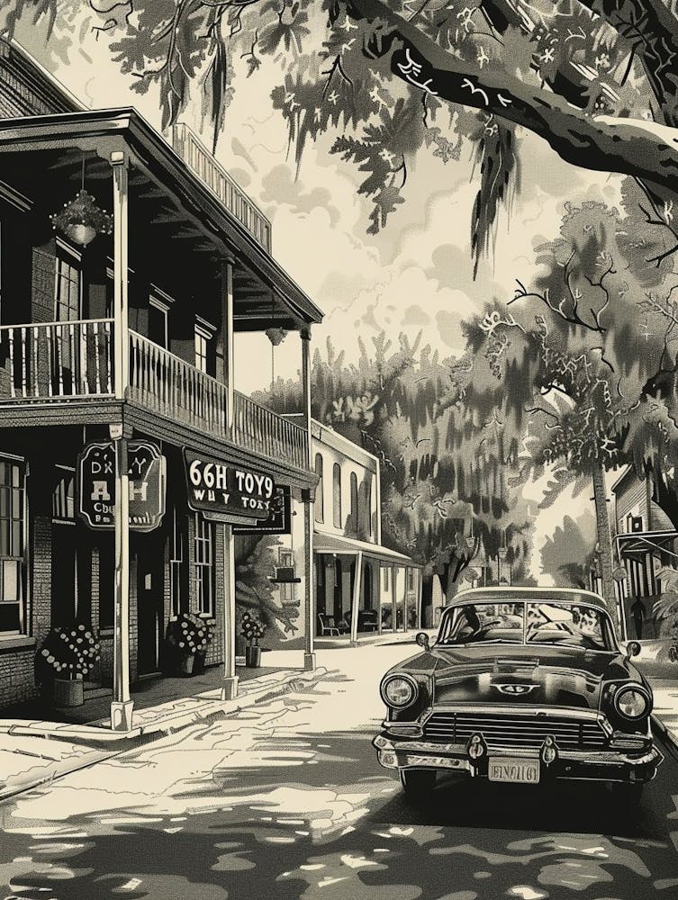 Duotone Illustration Sixth Street Austin Texas 2