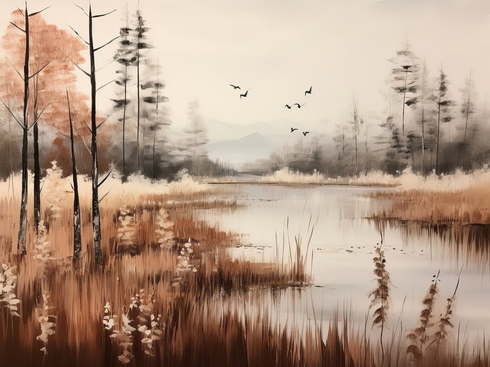 Une Peinture D'un Lac En Automne 62