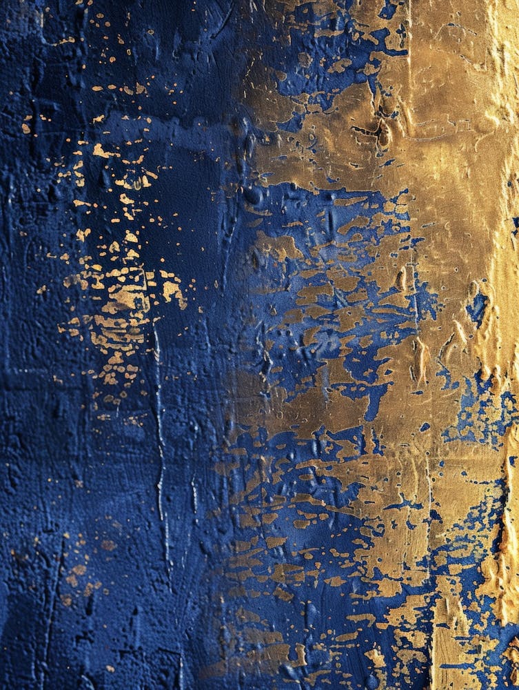 Gold And Blue Abstract Painting 8