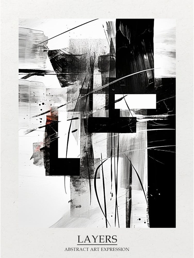 Layers Abstract Black And White 5 Poster