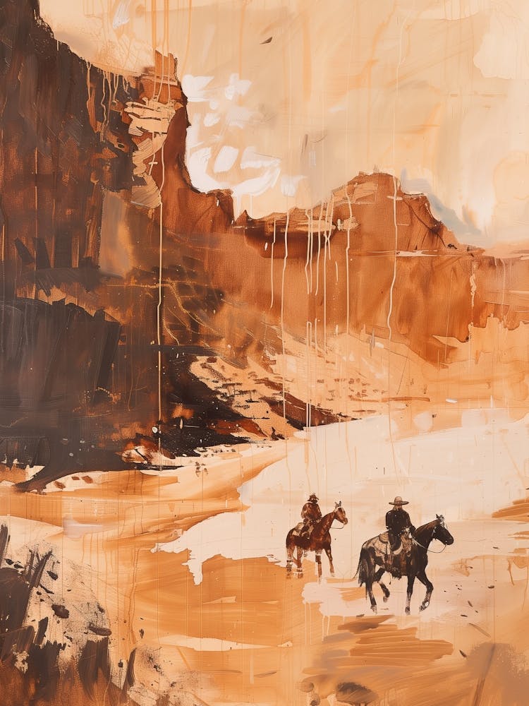Boho Western Desert Painting Cowboy