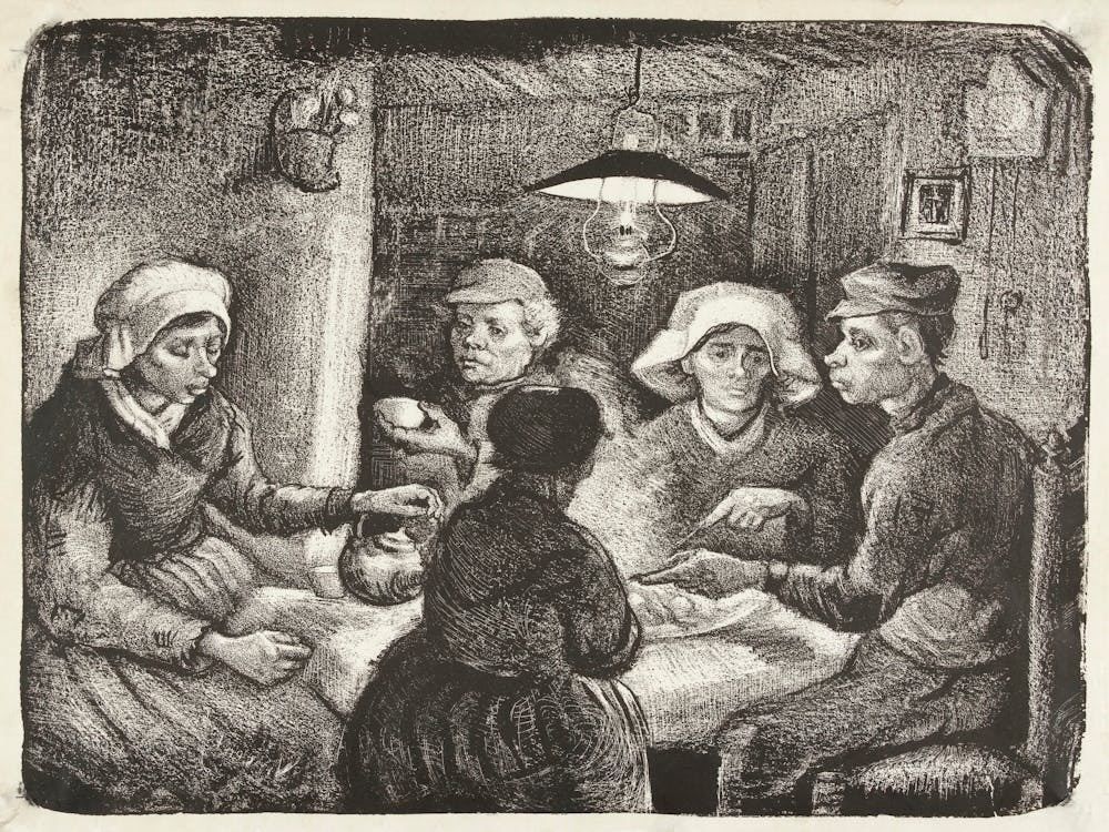 Composition Lithograph Of The Potato Eaters (1885), Vincent Van Gogh