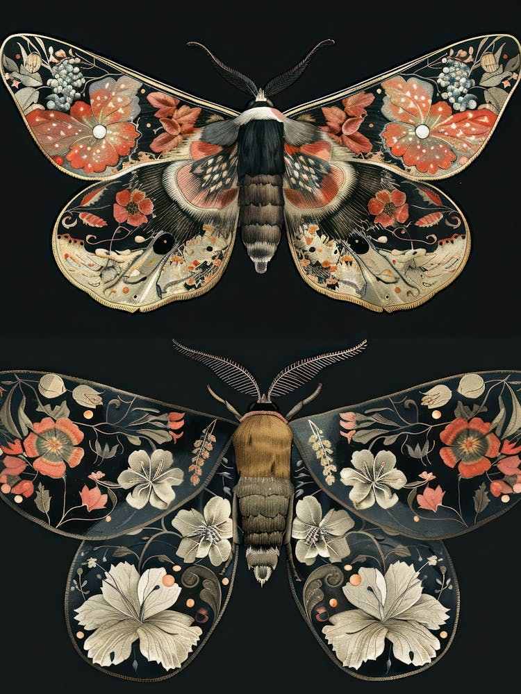 Night Butterflies William Morris Style 3