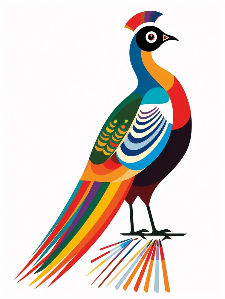 Bunter Geometrischer Vogel Fasan 6