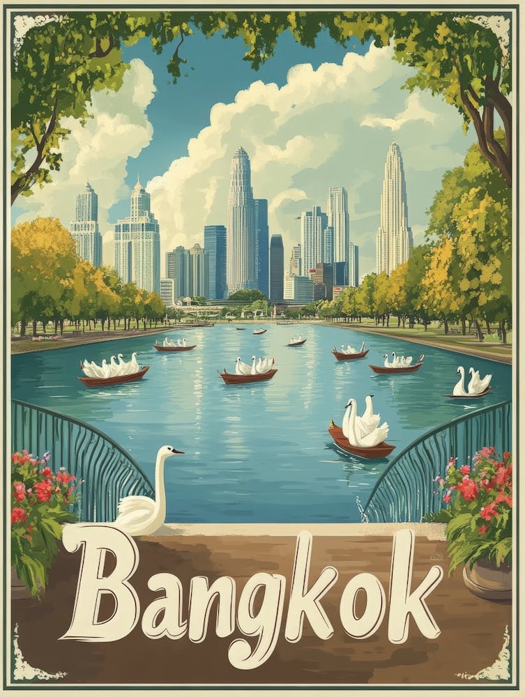 Aihrgdesign Ein Mid-Century Modern Reiseposter für Bangkok 4